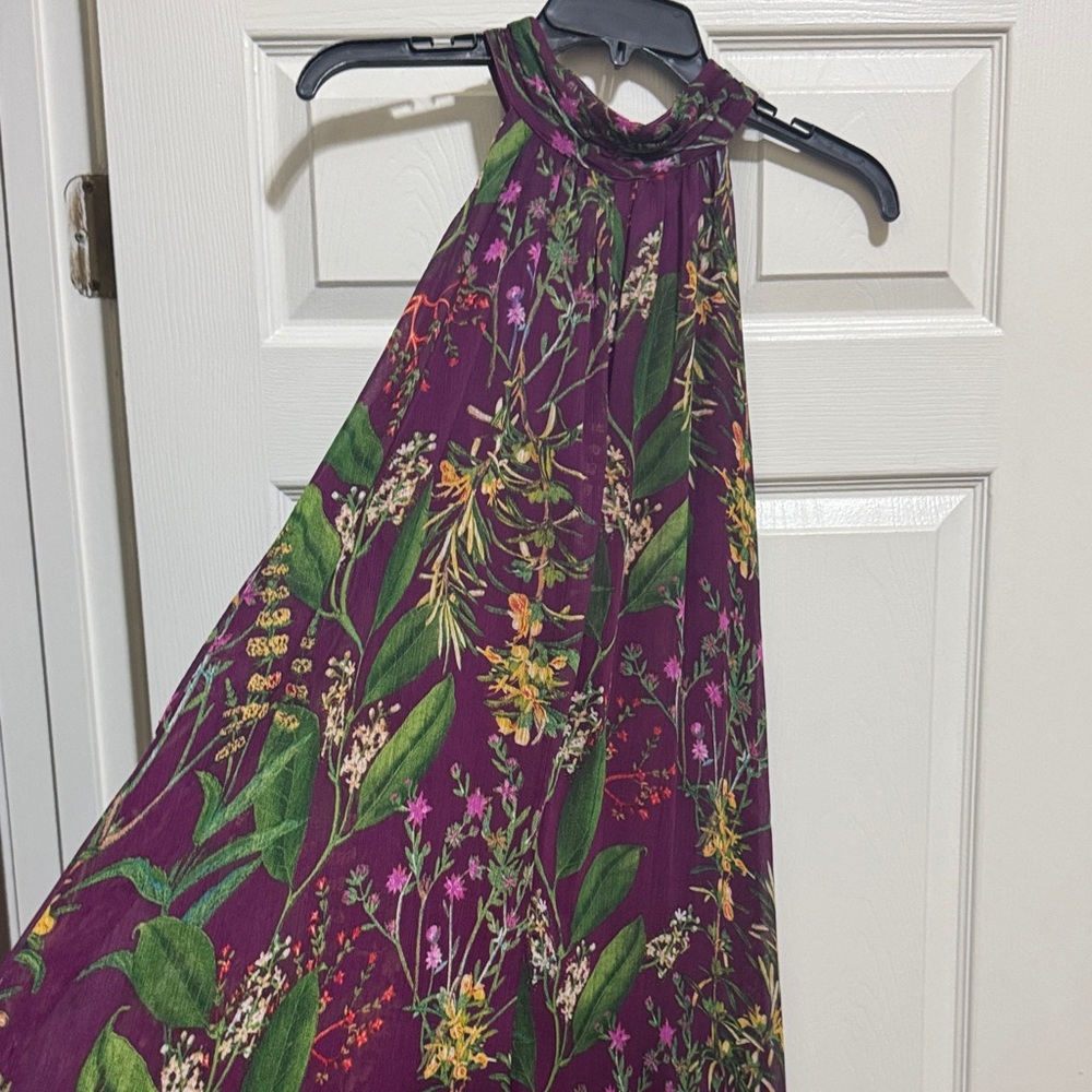 Floral Halter Jump Suit in Purple and Green